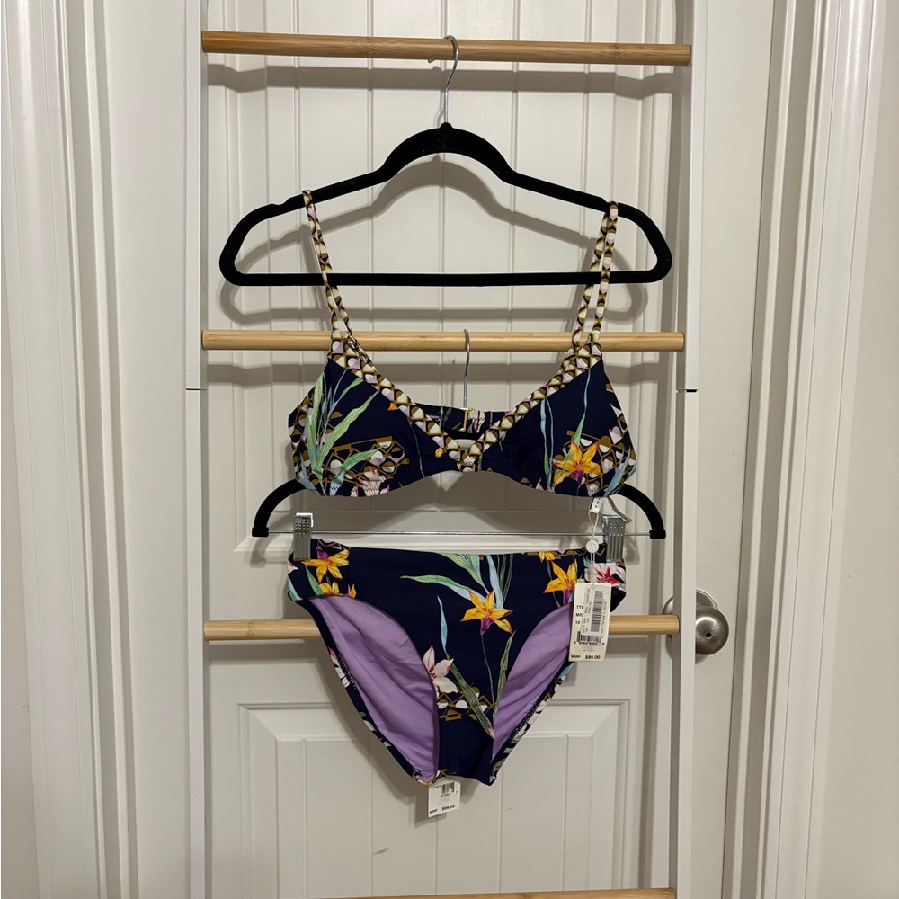 Trina Turk Floral Bikini in Navy and Purple